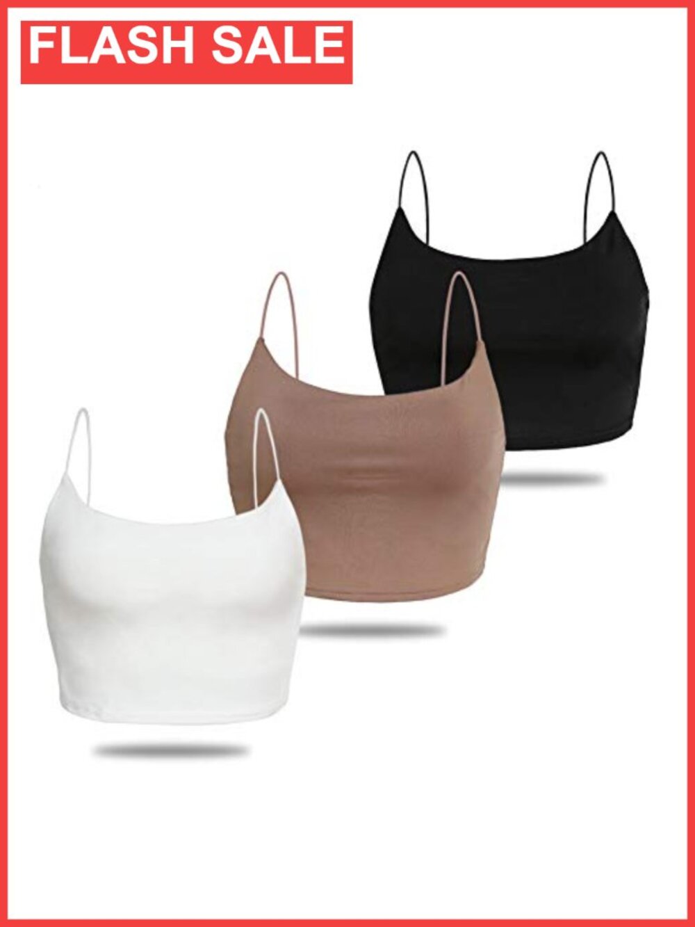 Women's Basic Solid Double Layer Crop Cami Tank Top Spaghetti Strap